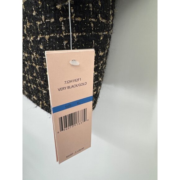 Nanette Lepore size XL Black & Gold Tweed open Blazer jacket new $128 - Picture 2 of 5